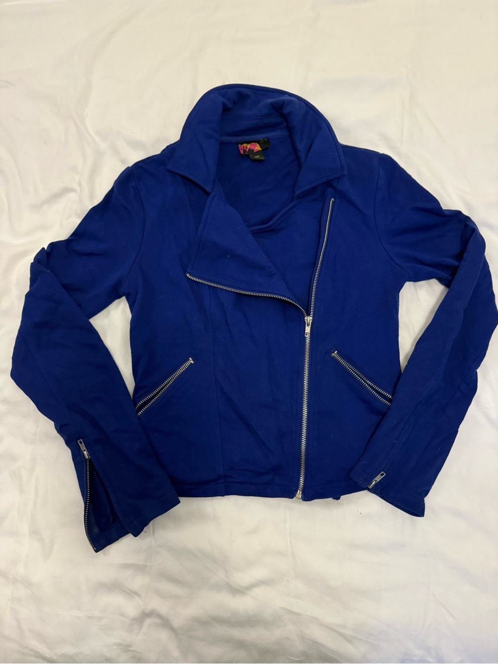 Forever 21 Cobalt Blue Casual Asymmetrical Zip Moto Jacket